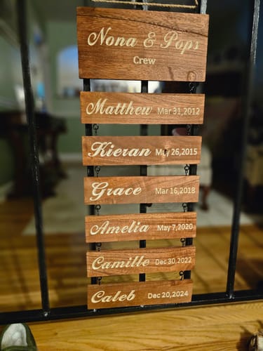 Customer photo review of Personalized Grandkids Hanging Sign (Engraved) Family Keepsake