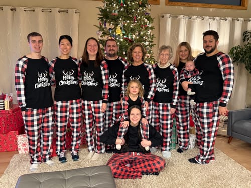 Customer photo review of Christmas Cute Deer Print Family Matching Long-sleeve Black Red Plaid Pajamas Set