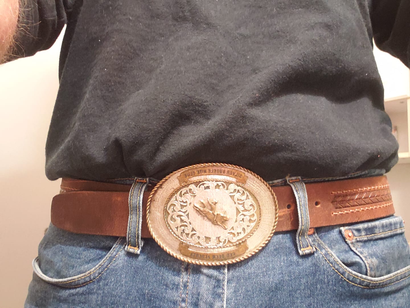 Customer photo review of Brown Arrow Patterned 100% Real Distressed Leather Belt