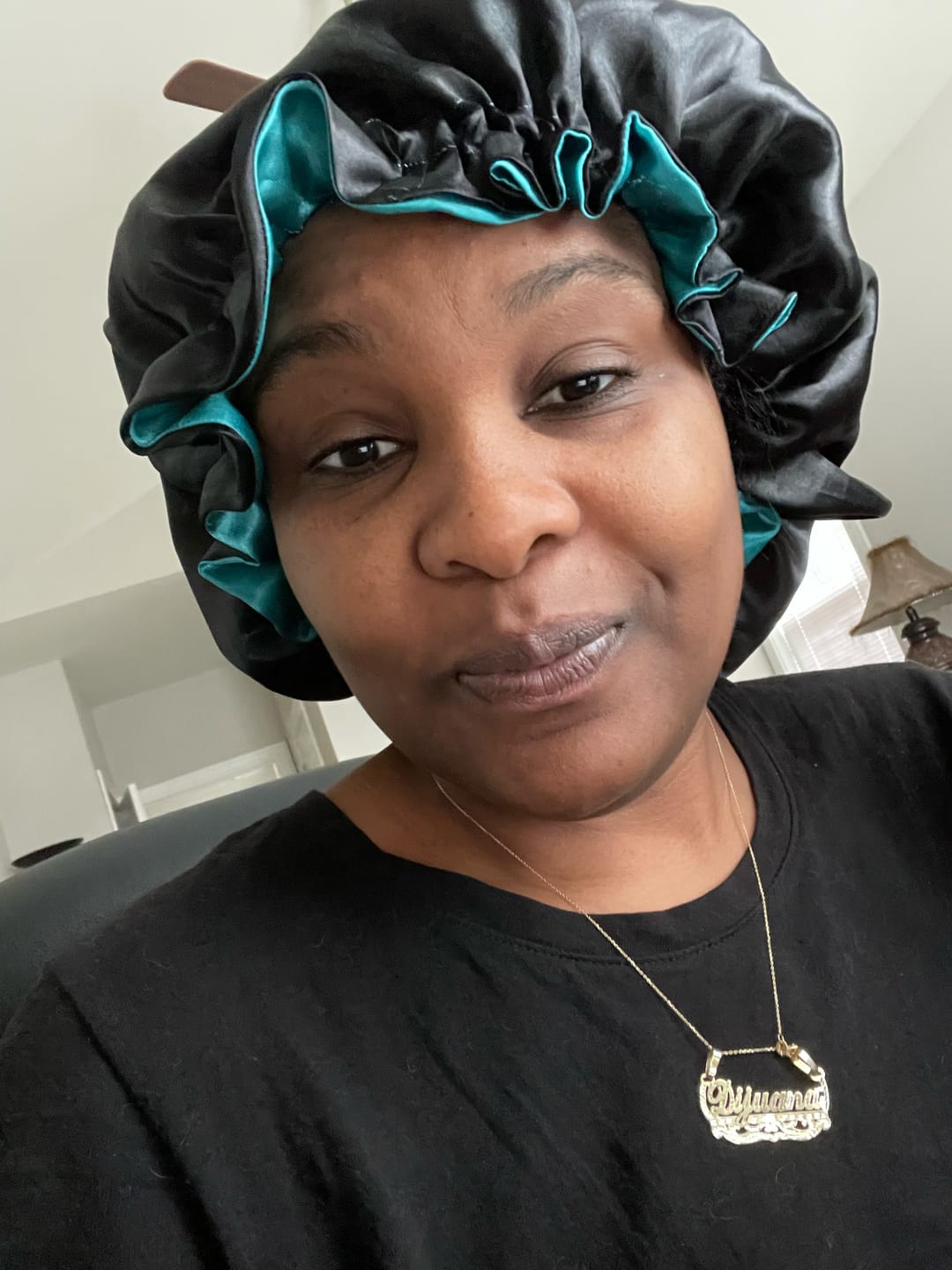 Customer photo review of Satin bonnet