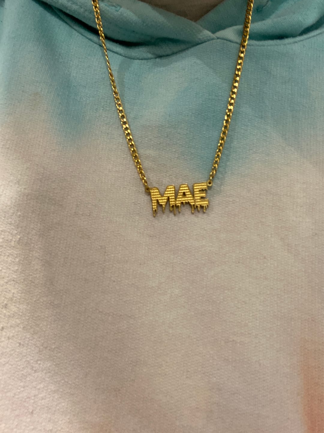 Customer photo review of Drippy Name Necklace w/ Cuban Chain