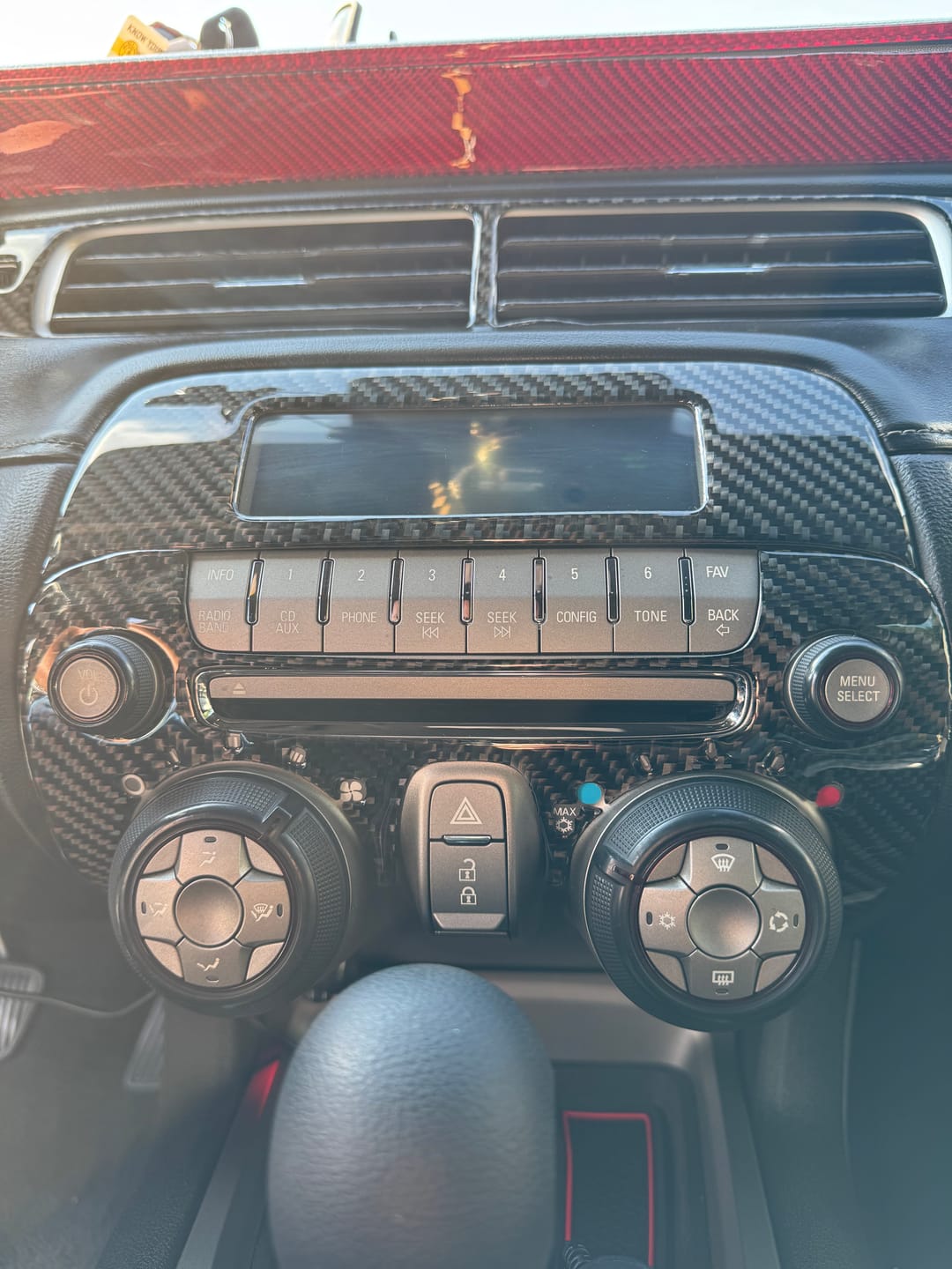 Customer photo review of 2010-2012 Chevy Camaro Carbon Fiber AC Vent & Radio Switch Trim Overlay