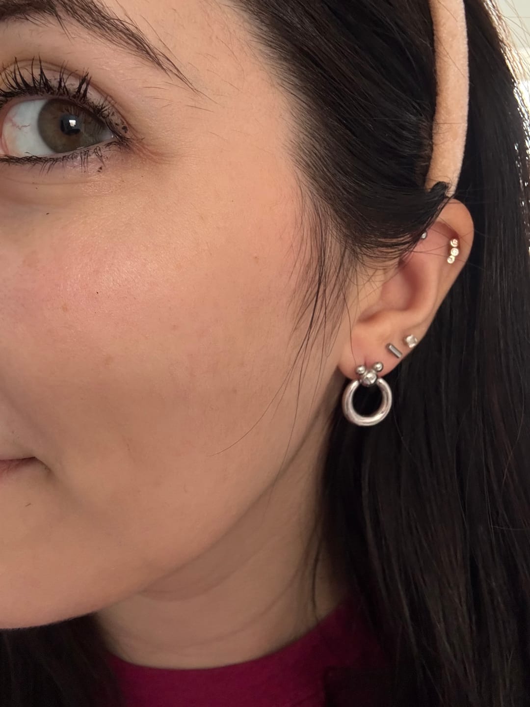 Customer photo review of Mini Leader of the Club Earrings
