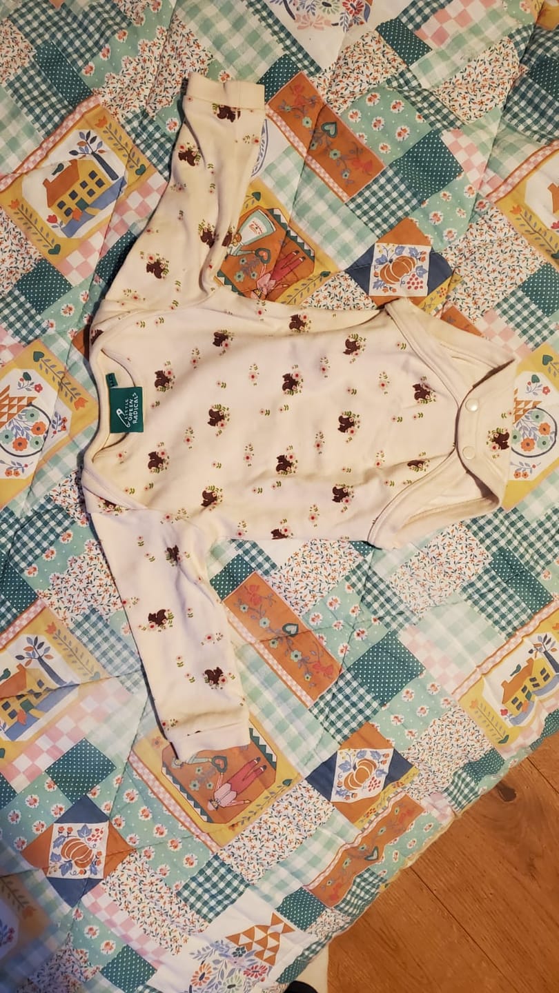 Customer photo review of Autumn Squirrel Organic Baby Bodysuit Set