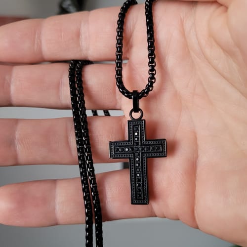 Customer photo review of Stone Set Cross Pendant