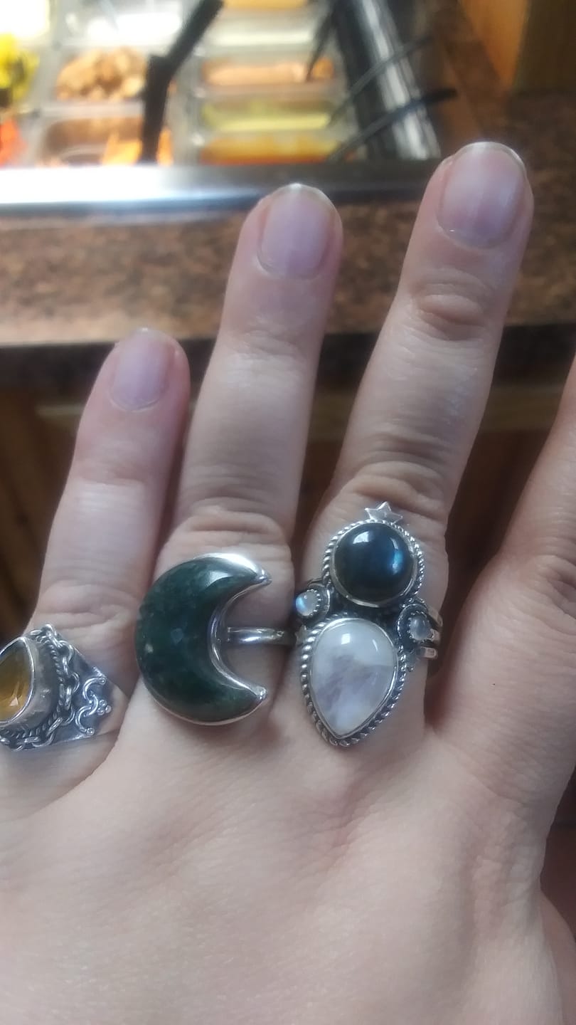 Customer photo review of Celestial Moonstone and Labradorite Silver Ring