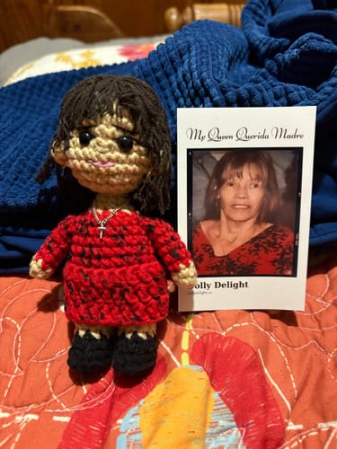 Customer photo review of Dolly® Personalized Crochet Doll with Photo Card