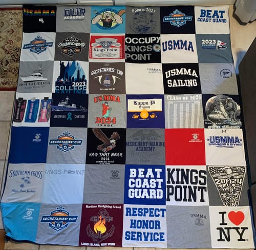T-shirt quilt from united states merchant marine academy by Christina from WA