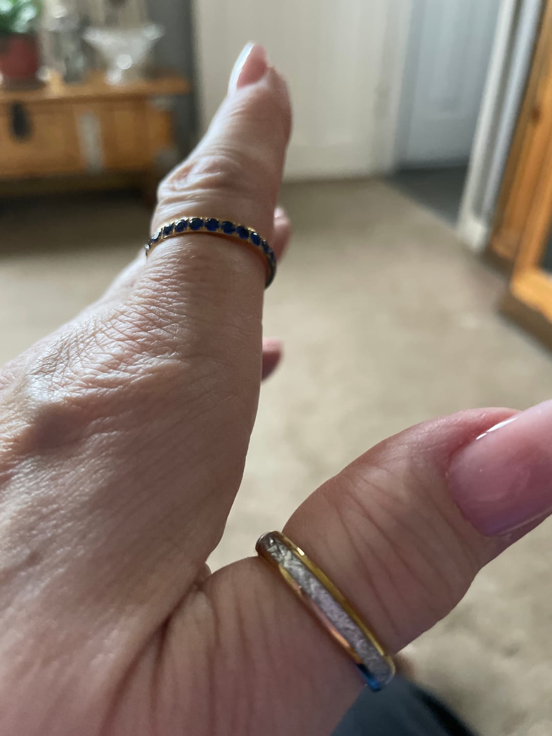 Customer photo review of Blue Stone Gold 3mm Full Glitz Ring