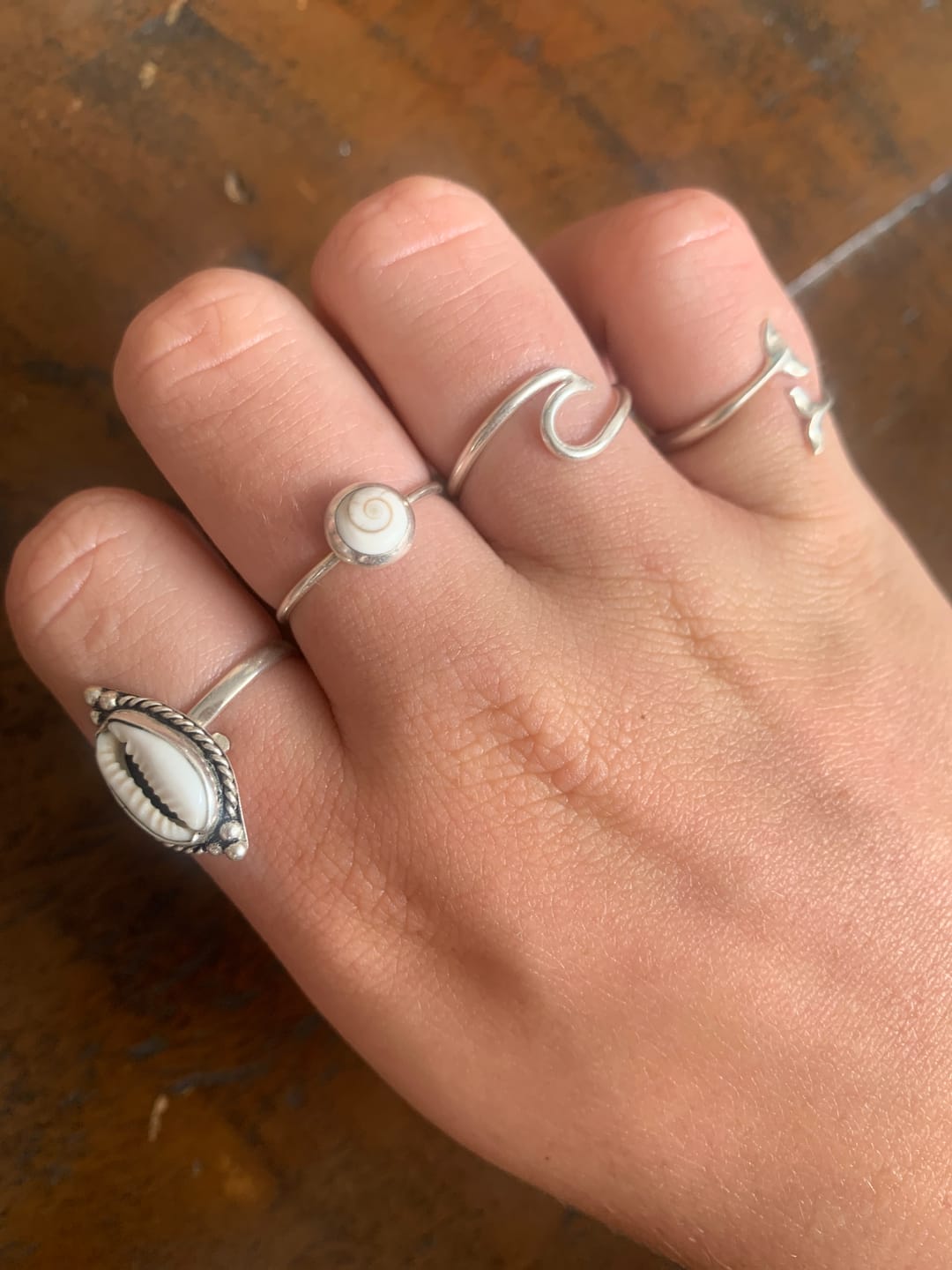 Customer photo review of Dainty Shiva Shell Ring