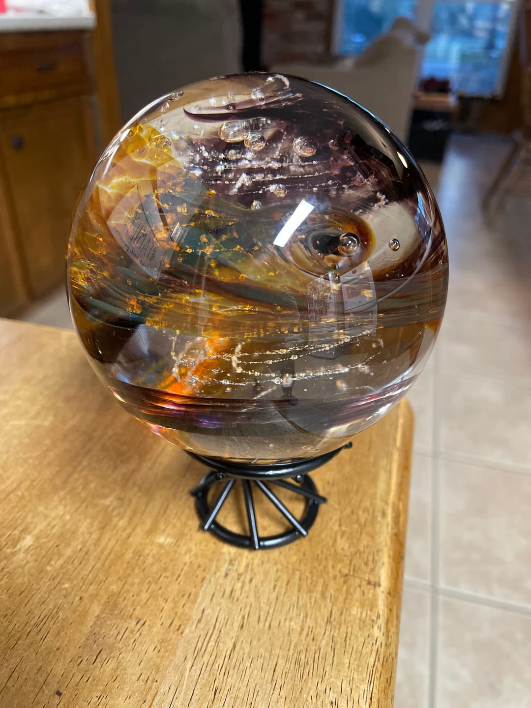 Customer photo review of Glimmer Orb with Cremation Ashes