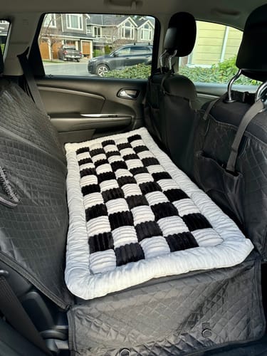 Customer photo review of Plush Backseat Dog Bed (Made For The Hard Bottom Car Seat Cover)