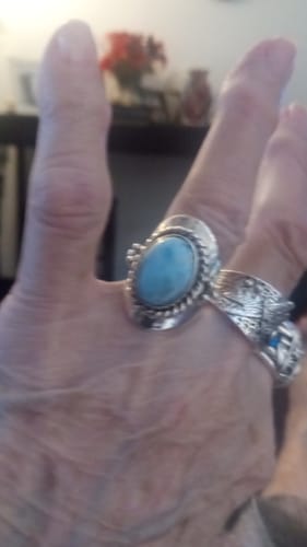 Customer photo review of Larimar Sterling Silver Boho Ring for Women