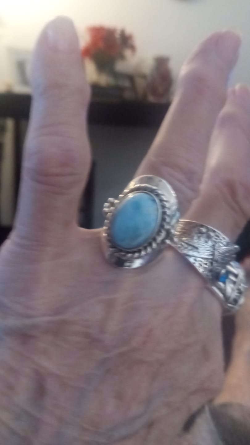 Customer photo review of Larimar Sterling Silver Boho Ring for Women