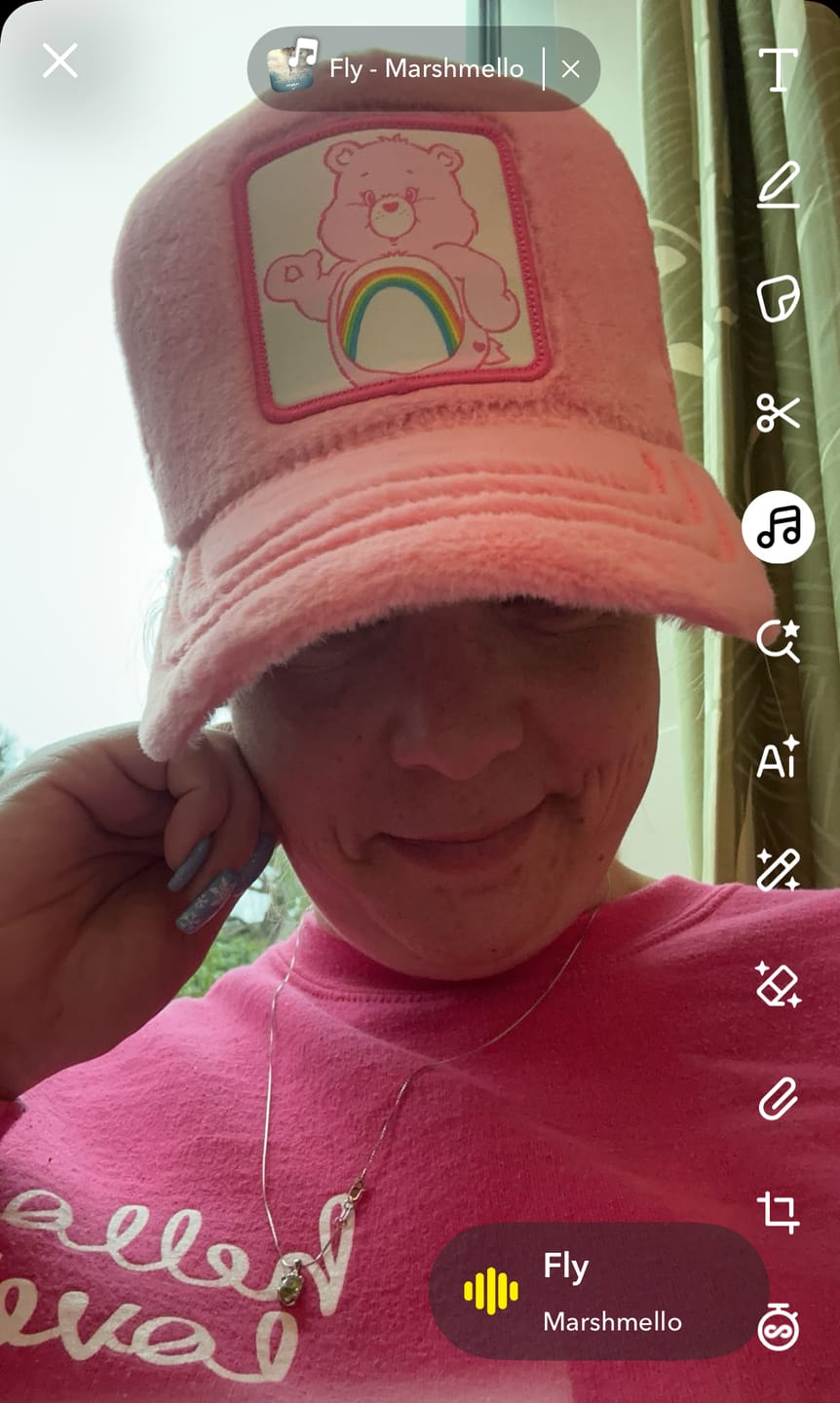 Customer photo review of OVERLORD X Care Bears:  Cheer Bear Trucker Cap