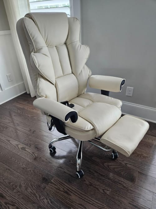 Customer photo review of Homrest 6-Point Massage Heat Ergonomic Reclining Office Chair with Footrest Gray