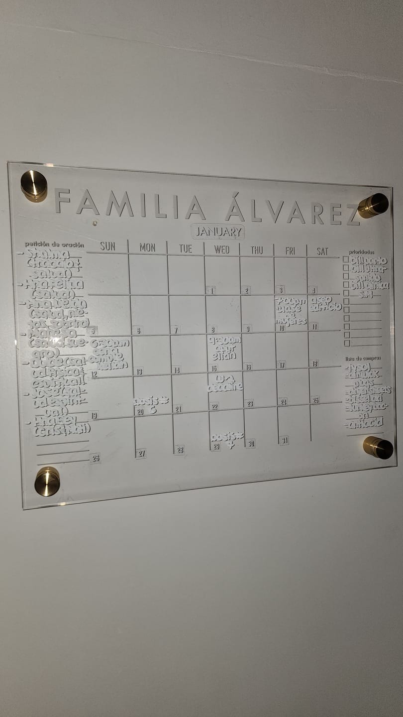 Customer photo review of Monthly Acrylic Calendar + 3 Sections | Horizontal Madi