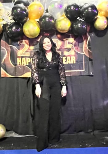 Customer photo review of Eve Sequin Jumpsuit - Black