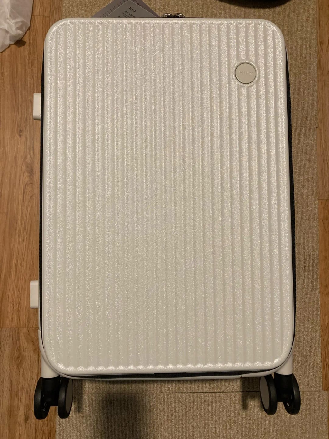 Customer photo review of PC Aluminum Frame Carry-On Luggage Front Laptop Pocket — Steel Gray | KIMLUD