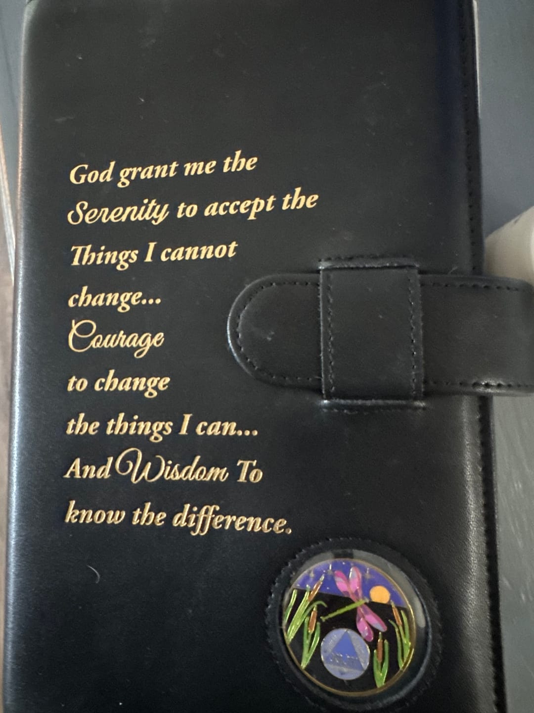 Customer photo review of 1 to 60 Year Dragonfly 9th Step Specialty AA Recovery Medallion - Tri-Plated Chip/Coin