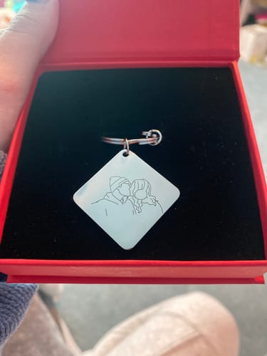 Customer photo review of Soulmate Custom Engraved Photo Keychain