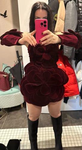 Customer photo review of Velvet Floral Mini Dress