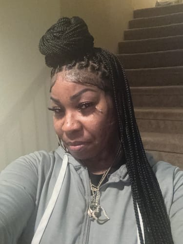 Customer photo review of HD Knotless Braid Wig, Human Hair, HD Full Lace, Black, Glueless - Shade