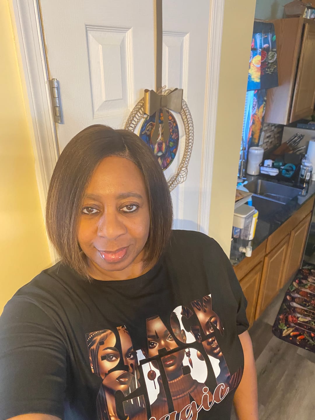 Customer photo review of Sensationnel Curls Kinks Textured Glueless HD 13x6 Lace Front Wig - 13x6 KINKY BOB 9" - Kinky Edges