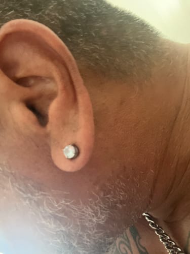 Customer photo review of Sterling Silver Baguette Stud Diamond Earrings