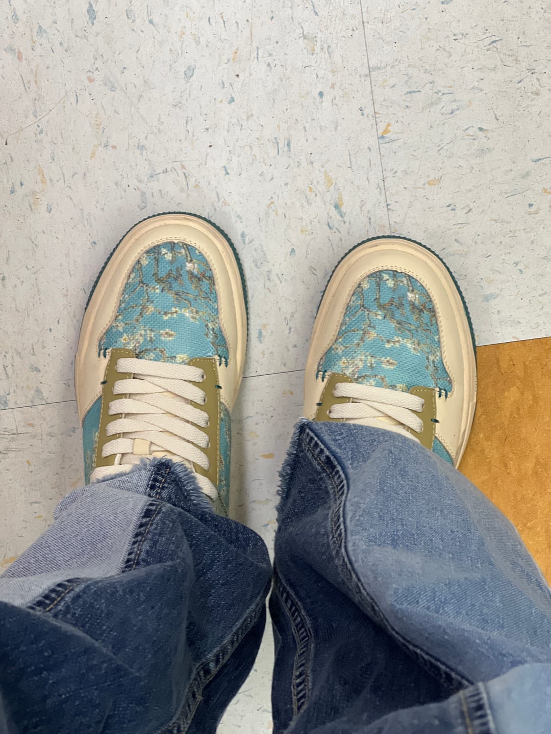 Customer photo review of Van Gogh Almond Blossoms inspired sneakers
