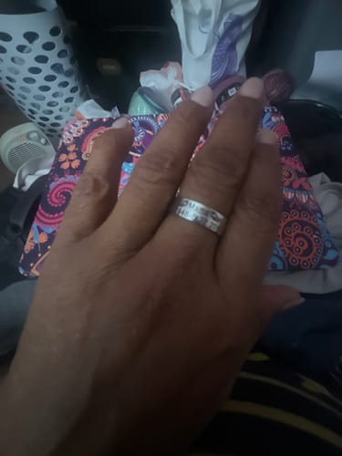 Customer photo review of Personalized Wings Memorial Rings Set of 2 Stacking Ring