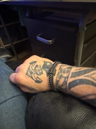 Customer photo review of Overcome Evil Compass Chain Bracelet - Helps Pair Veterans With A Service Dog Or Shelter Dog