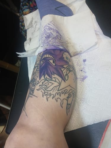 Customer photo review of Painless Tattoo Numbing Spray