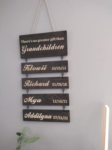 Customer photo review of Personalized Grandkids Hanging Sign (Engraved) Family Keepsake
