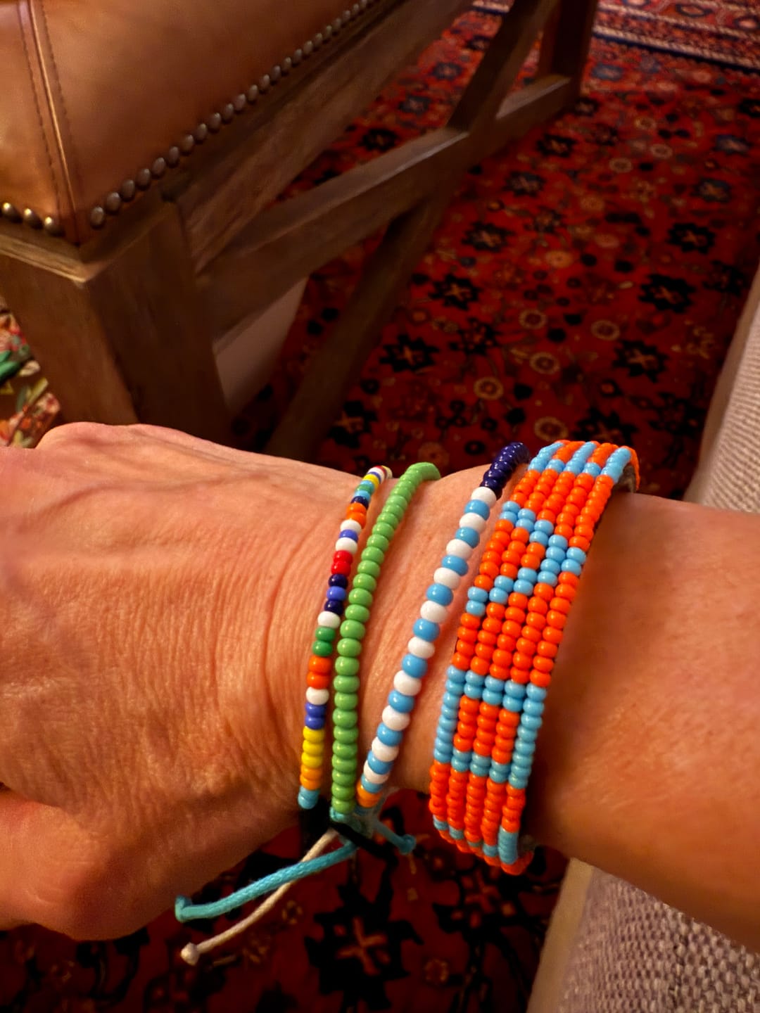 Customer photo review of LOVE Bracelet - Orange/Light Blue