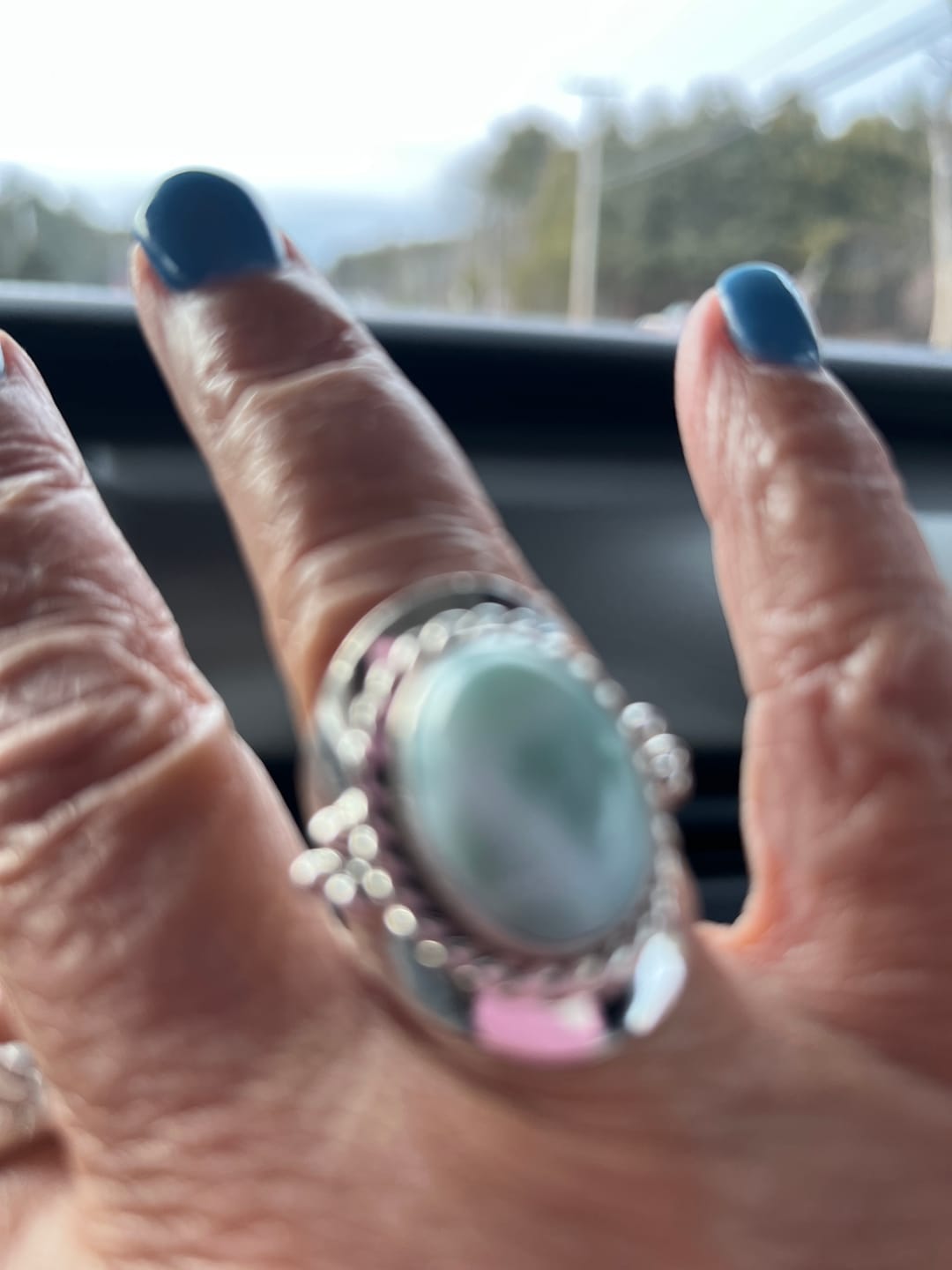 Customer photo review of Larimar Sterling Silver Boho Ring for Women