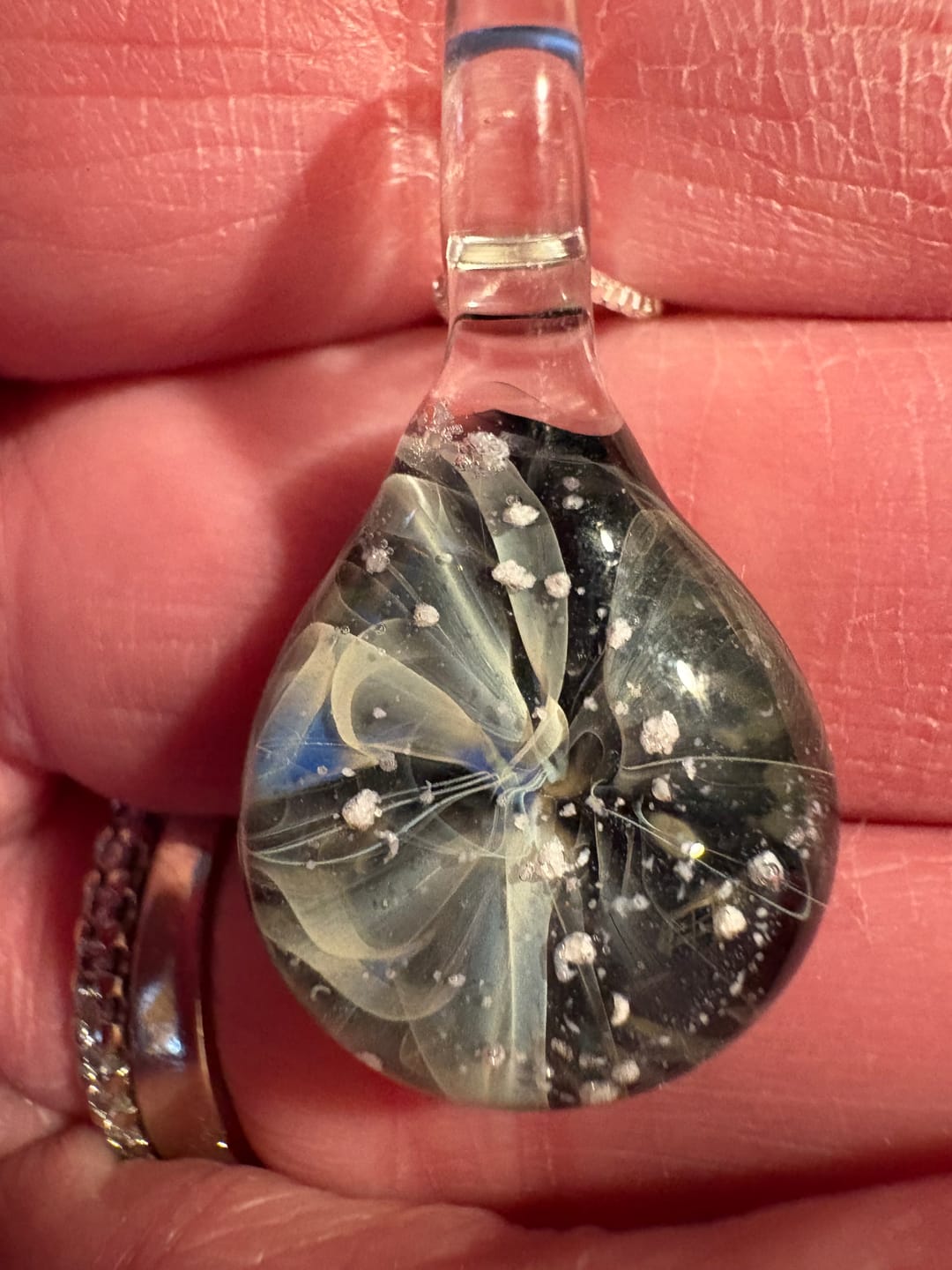 Customer photo review of Ghost Pendant with Infused Cremation Ashes