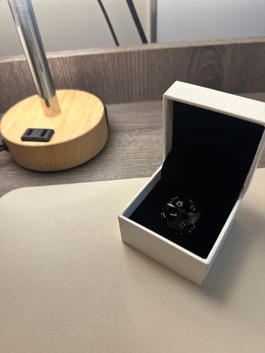 Customer photo review of URWizards D&D Multi-faceted Colorful Glass Engraved Dice Set