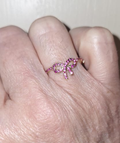 Customer photo review of PINK PAVE BOW RING-GIFTS FOR WOMEN