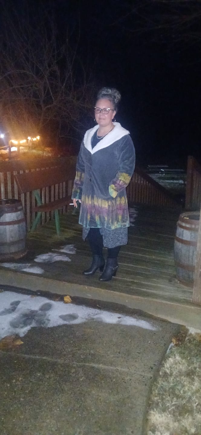 Customer photo review of Tie Dye Corduroy Jacket with Sherpa Fleece Trim