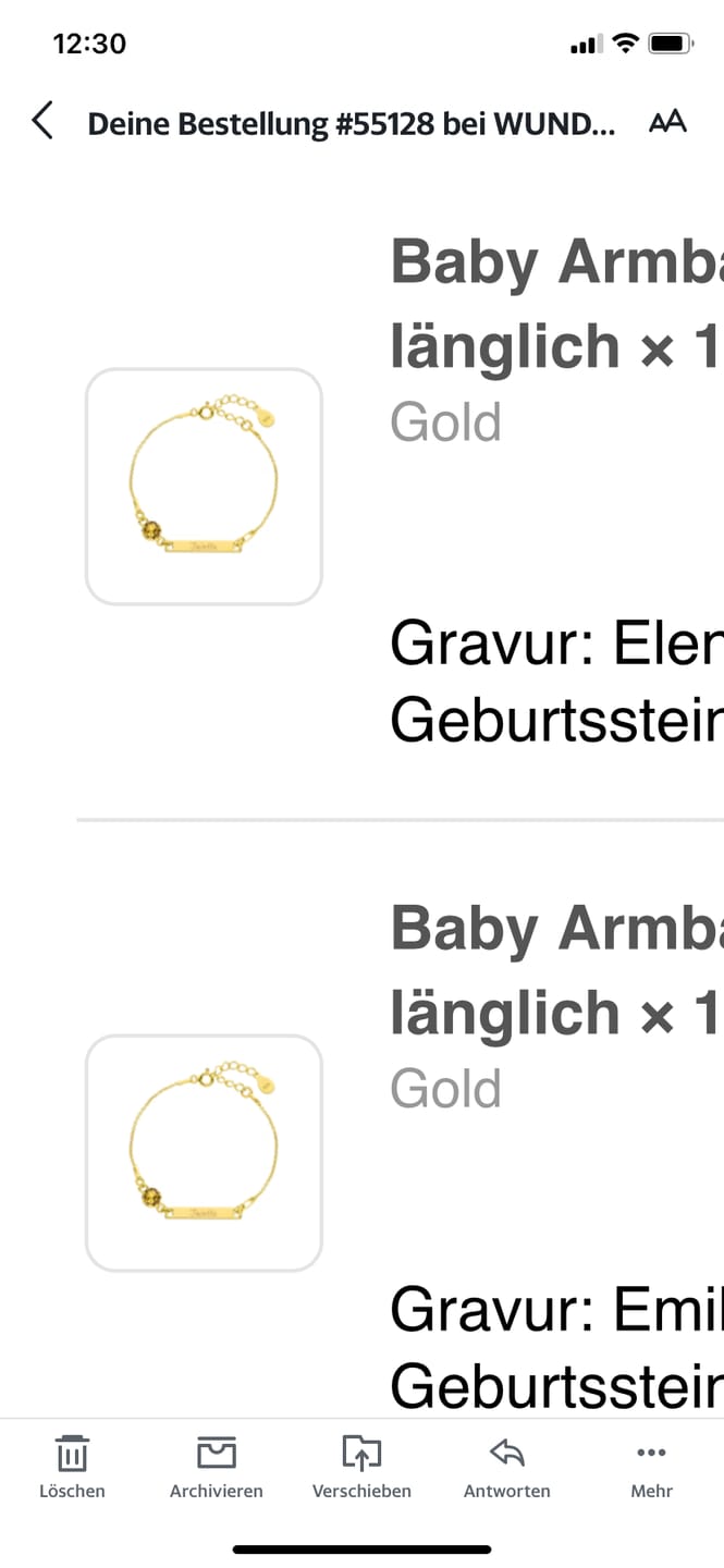 Customer photo review of Baby Armband mit Geburtsstein und Gravur länglich