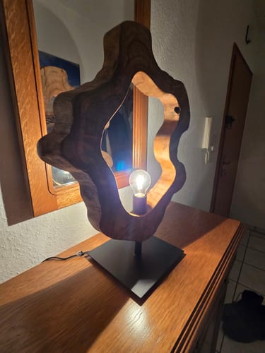 Customer photo review of Holz Tischlampe NATURA Baumscheibe