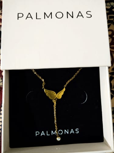 Customer photo review of Angel Wing Dangling Diamond Necklace