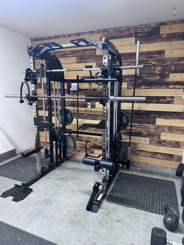 Customer photo review of Jacked Up Power Rack PLATE All-In-One Functional Trainer Cable Crossover Cage Home Gym w/ Smith Machine