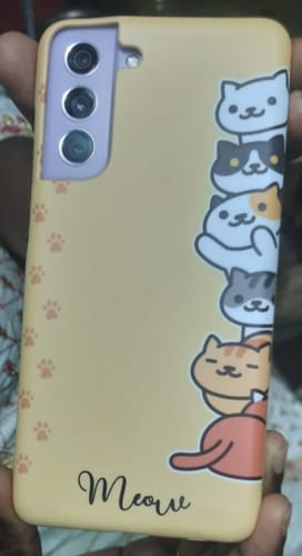 Customer photo review of Cute Meow Print Slim Case Back Cover Color Yellow For Samsung