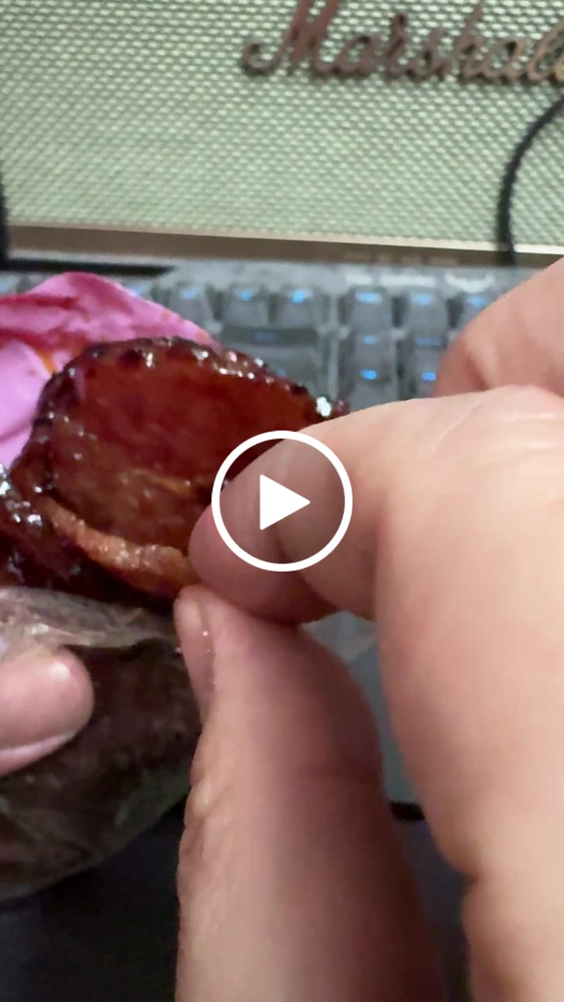 Customer video review of BBQ Dollar Meat (Coin) Pork Dried Meat Bakkwa
