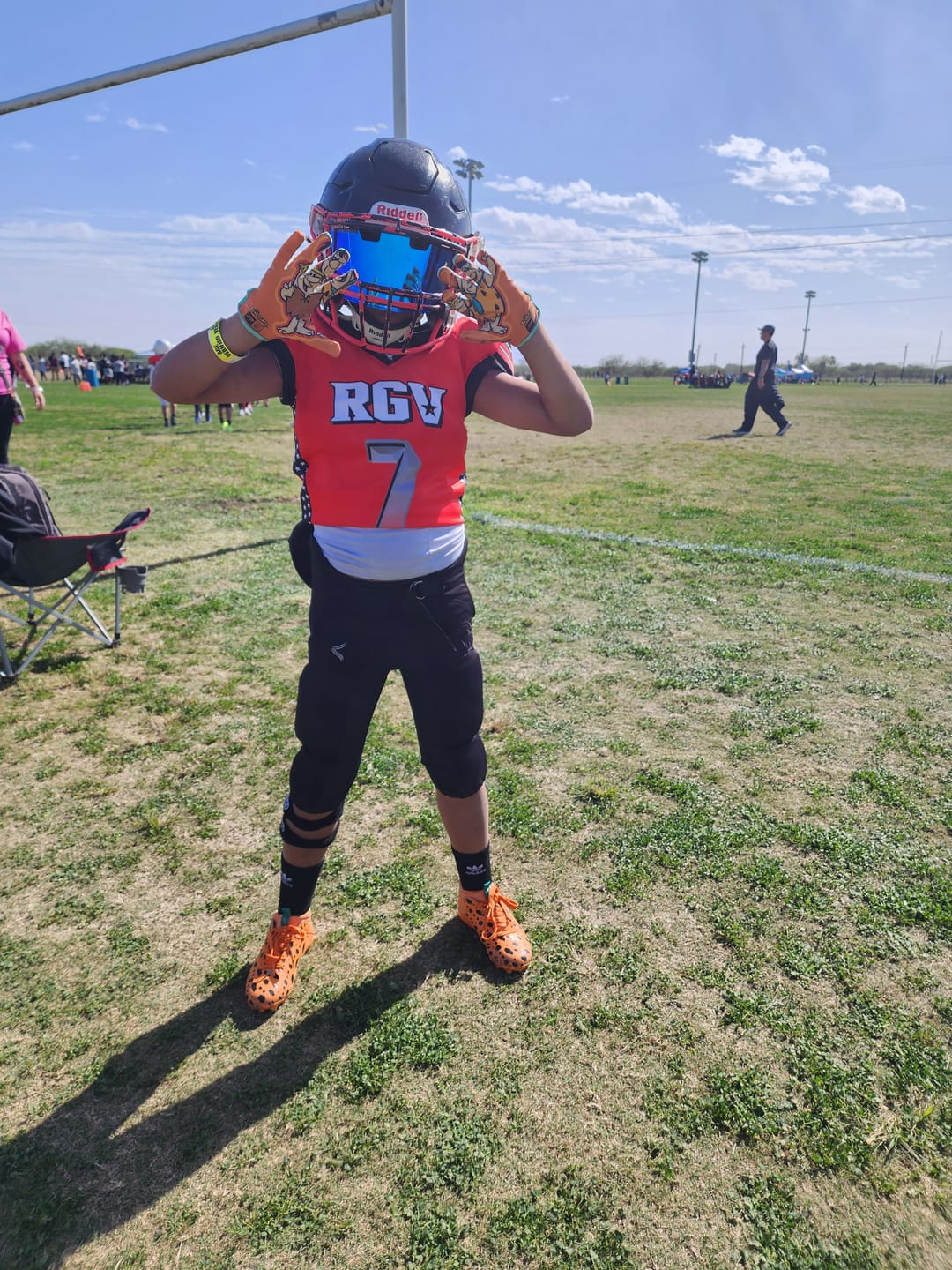 Customer photo review of The Flintstones "Bedrock Blitz" Football Gloves - VPS5 by Phenom Elite
