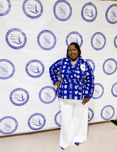 Customer photo review of Ankara Print Blazer - Blue and White 2.0