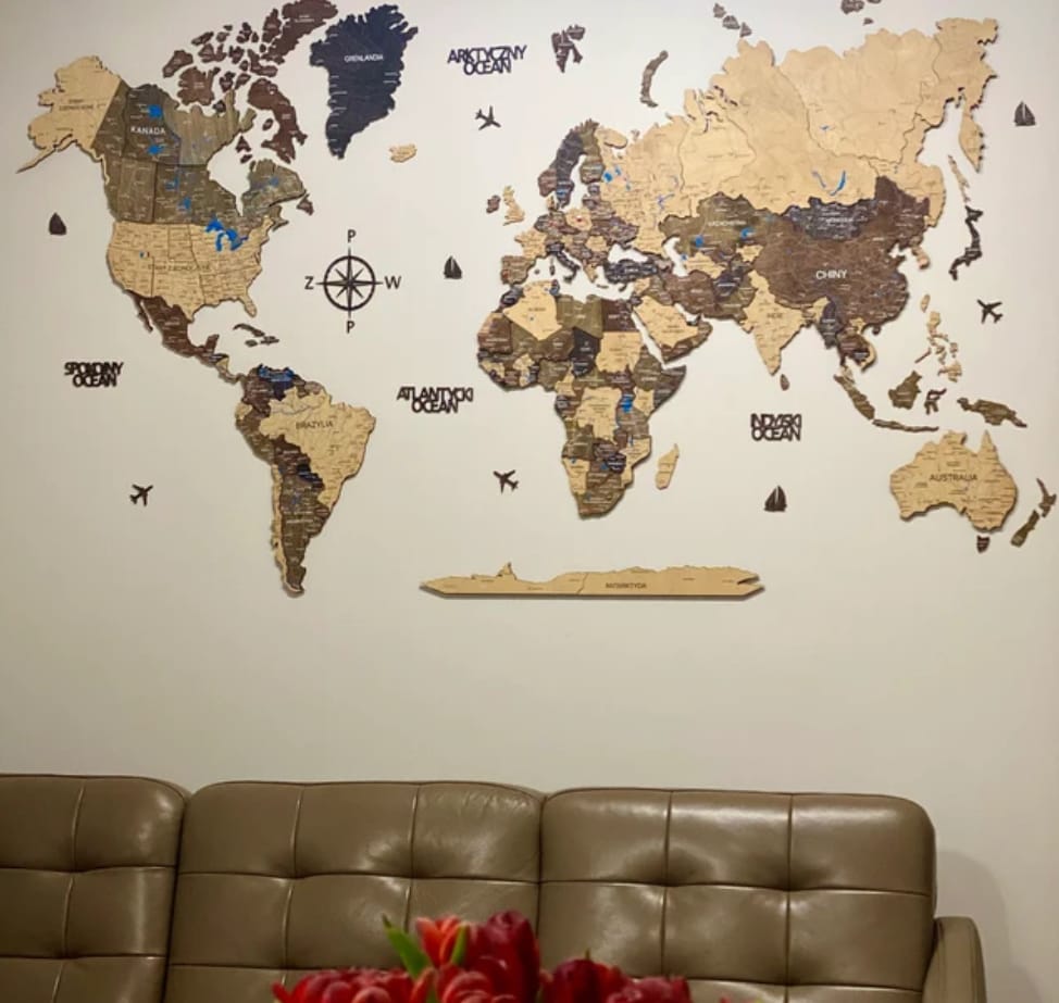Customer photo review of 3D Drewniana Mapa Świata “Wood”