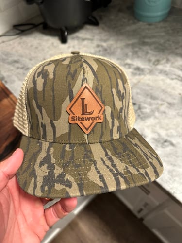 Customer photo review of Custom Slate Mossy Oak Trucker Hats